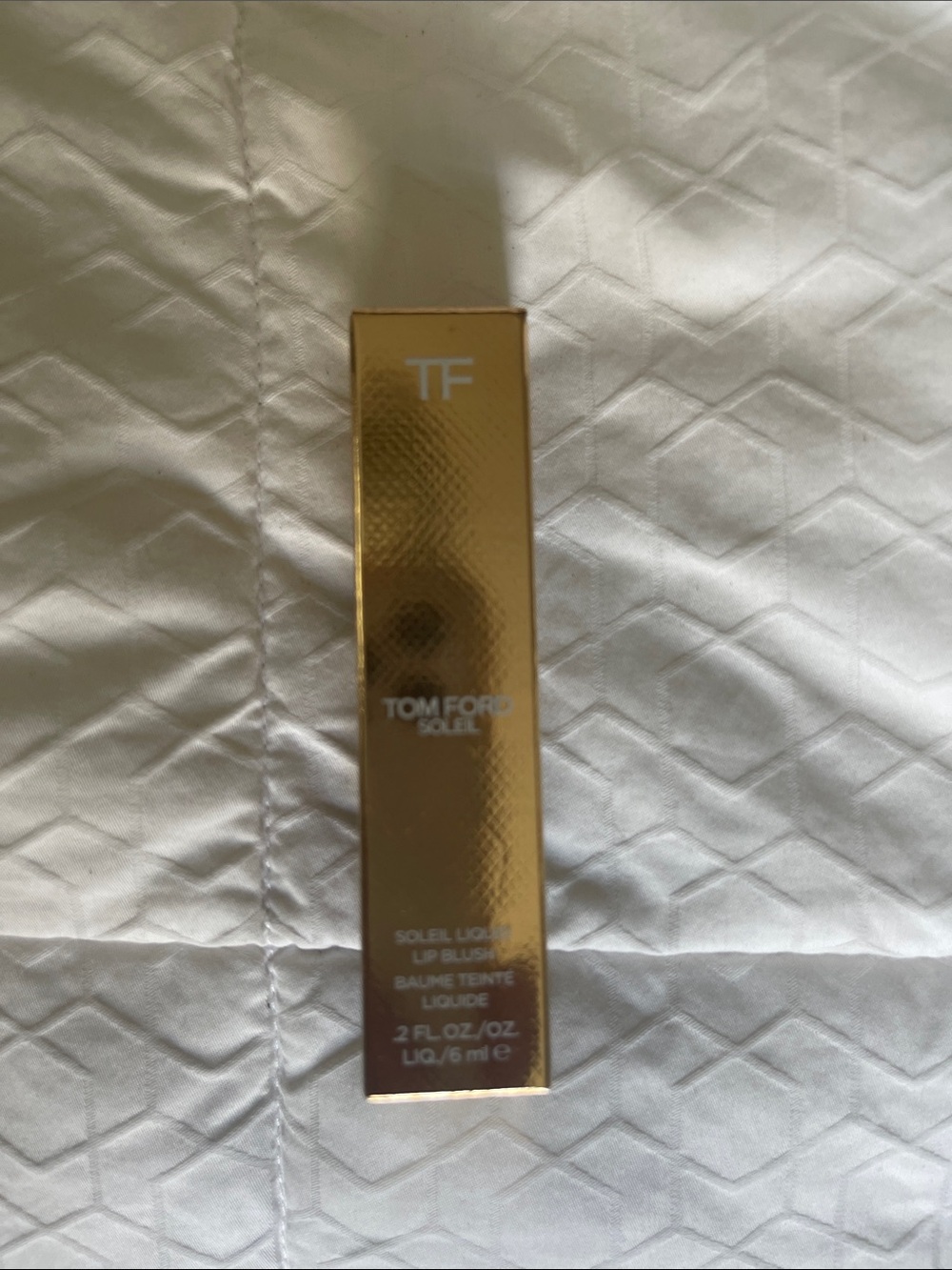 Tom Ford Soleil Liquid Lip Blush – Metallic Gold Packaging